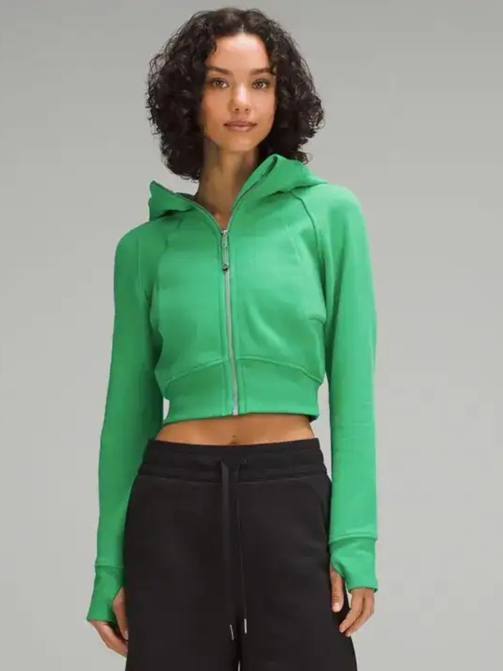 lululemon athletica Green Punch Scuba Cropped full Zip Hoodie